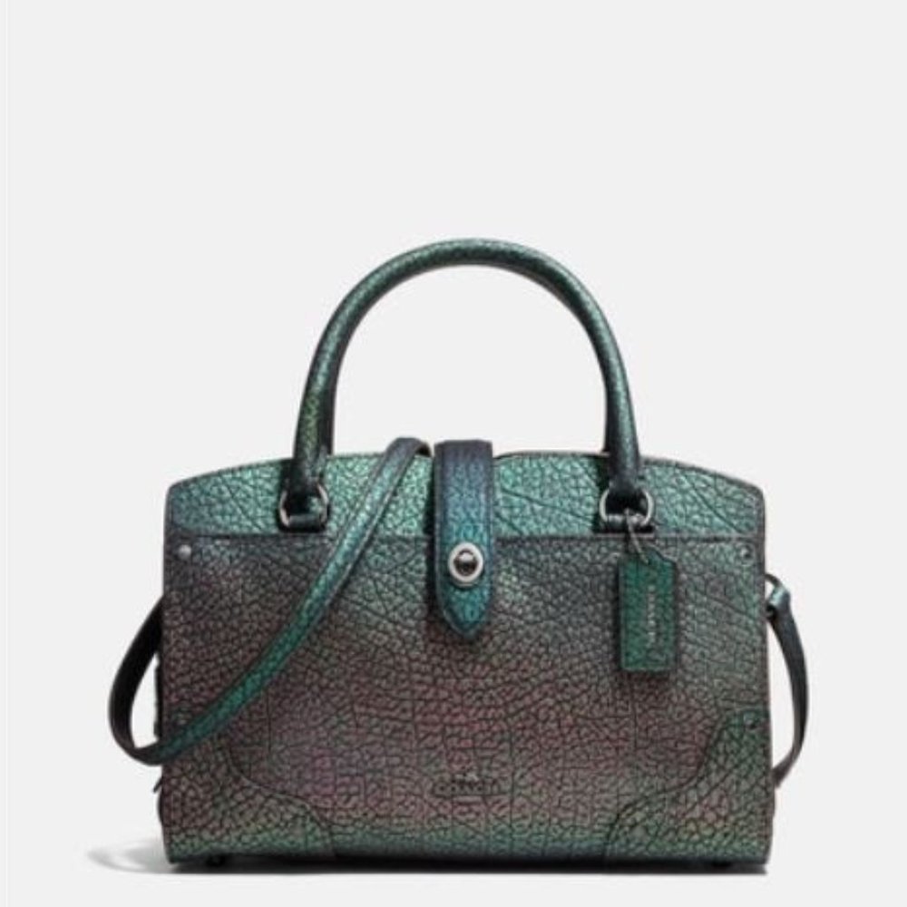 🐲 Coach Mercer 24 Hologram Pebble Leather Handbag